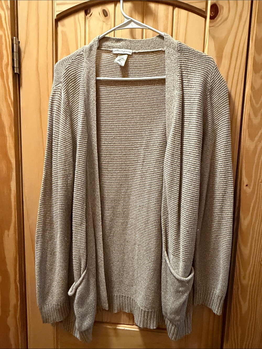 Open-Front Knit Cardigan Sweater - Beige